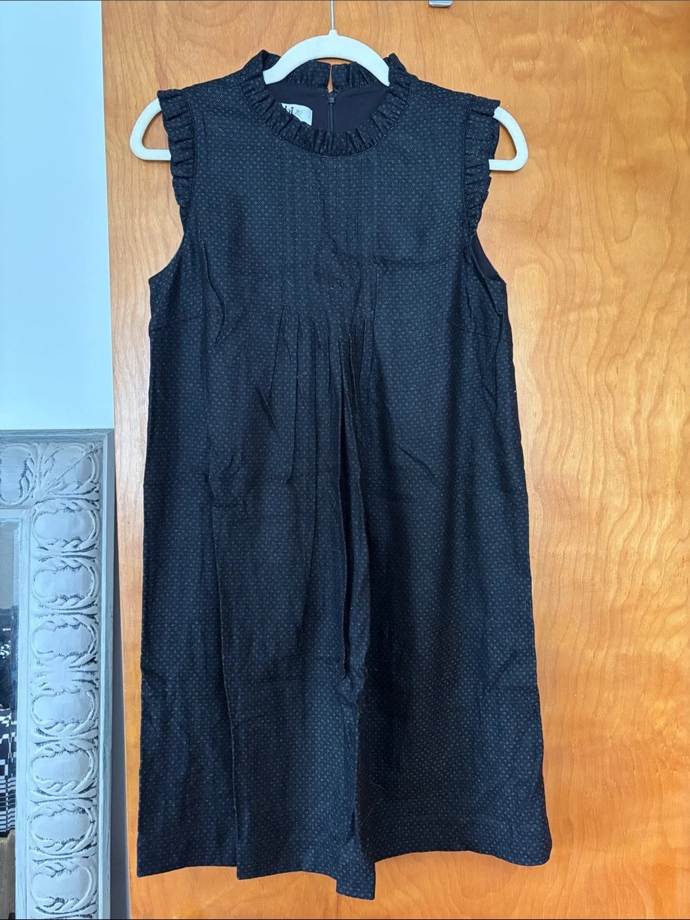 Tibi Black Sleeveless Ruffle-Neck A-Line Dress - Picture 1 of 6
